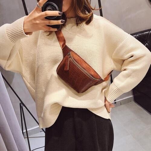 Retro Waist Bags PU Leather Pack Shoulder Bag Ladies Alligator Pattern Waist Pack Women Belt Multifunctional Chest Bag