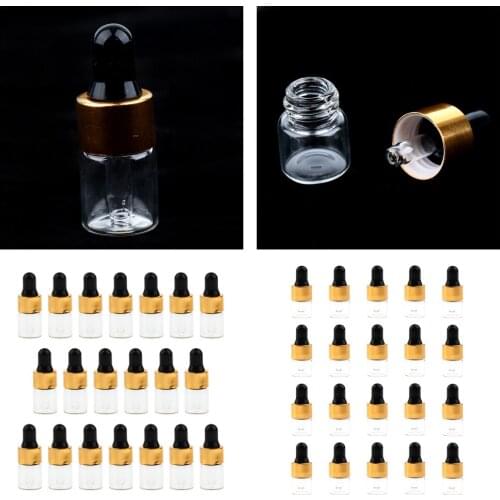 40 Pieces Travel Empty Glass Essential Oil Refillable Dropper Bottles 1+2ML