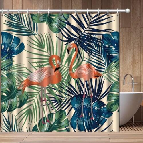 Cartoon Flamingo Leaf Fashion 3D Print Shower Curtain Bathroom Set With Waterproof Hook Bath Curtains Cartoon Kids African Funny
