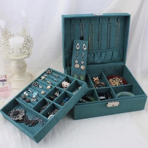 Drawer Type Flannel Jewelry Box Korean Version Multi-Layer Large Capacity Jewelry Storage Box Multifunctional Jewelry Box