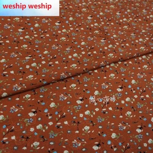 Twill cotton soft dress Retro Orange broken flower Satin silk fabric Satin de soie Satén шелк hanfu cloth DIY patchworkbag