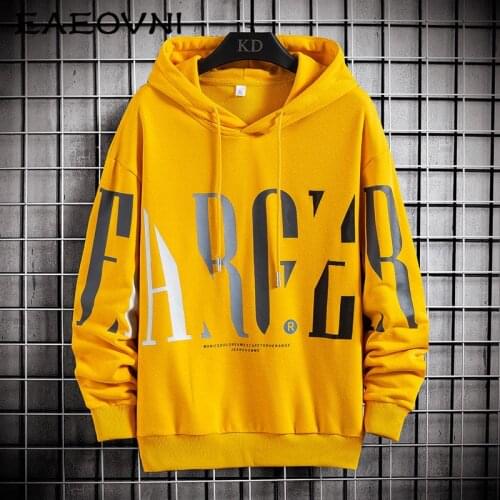 EAEOVNI New Fashion Letter Print Hoodie Men Harajuku Hooded Sweatshirts Tops Mens Hip Hop Fleece Hoody Autumn Man Clothing