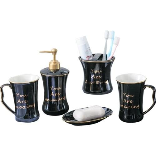 Creative Washing Five-piece Set Nordic Ceramic Toothbrush Holder Toiletries Set