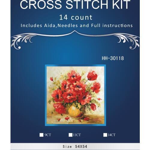 Top Quality Lovely Counted Cross Stitch Kit Simialr DIM DMC ANCHOR cross stitch set embroidery kit Pretty poppy