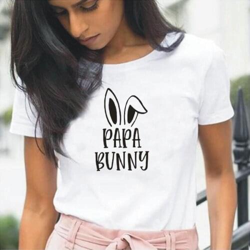 Funny Papa Bunny Letter Print Women TShirt Summer Short Sleeve Tee Shirt Femme Cotton Casual T Shirt Women Tops Camiseta Mujer