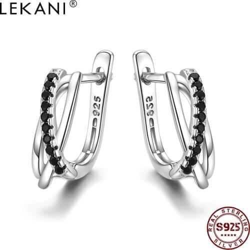LEKANI 925 Sterling Silver Earrings Round For Woman Exquisite Compact Fashion Earrings Anniversary Gift Jewelry New Arrivals