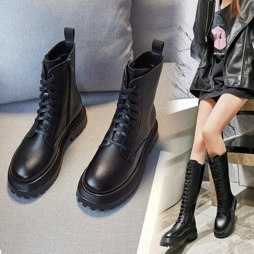 Ladies fashion platform boots chunky heel wedges mid calf women boots casual brand thick bottom winter shoes woman