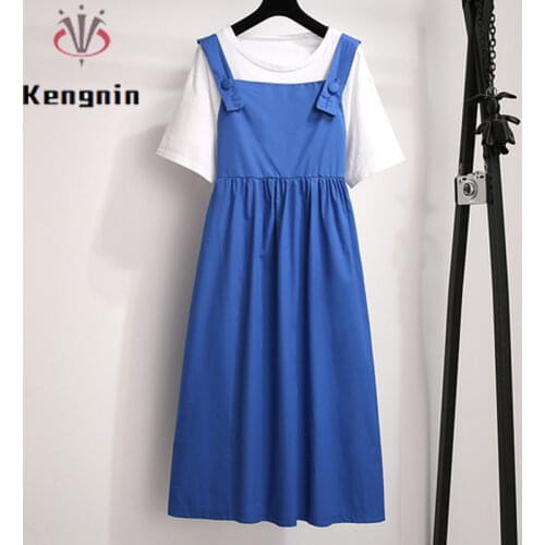 Fake Two Piece Women Dress Summer Womens Dress 2021 New Print Loose Lady Midi dress Oversized Patchwork Chiffon Dress KE1423