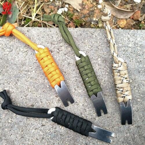 1PCS Mini EDC Tools Outdoor Crimping Machine Staples Crank Crowbar Pocket Paracord Crowbar