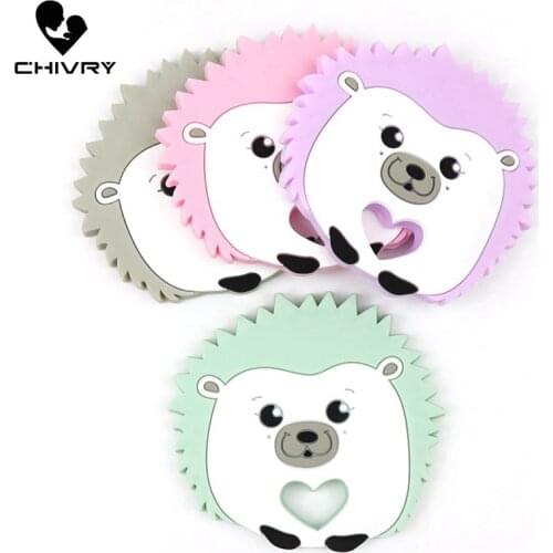 10Pcs Cute Cartoon Baby Teether Food Grade Silicone Animal Hedgehog Shape Baby Teething Necklace Toys DIY Newborn Gifts