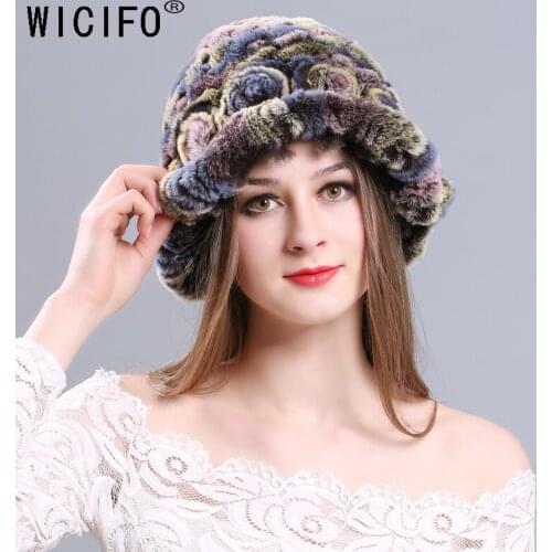 2019 Fashion New Genuine Rex Rabbit Fur Hat Knitted Rabbit Fur Cap Real Rabbit Fur Headwear Winter Fur Cap Free Shipping