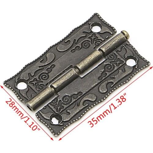 2x Antique Bronze Cabinet Furniture Door Drawer Jewellery Box Hinges 35x28mm