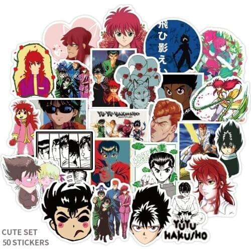 50pcs/set YuYu Hakusho Stickers Urameshi Yuusuke Waterproof Sticker Anime YuYu Hakusho Laptop Bike Letter Stationery Stickers