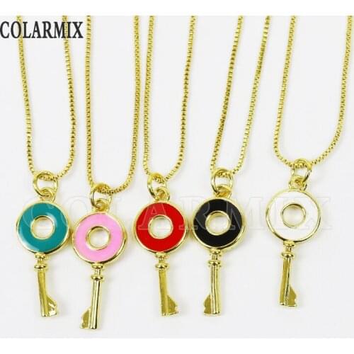 6 Pcs Enamel Key Style Pendant Necklace Tiny Key Jewelry Pendant Necklace Jewelry Accessories Jewelry Necklace Gift 7431