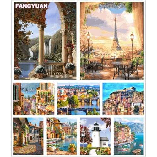 Eiffel Tower 5D Diy Diamond Painting Boat Falls Full Drill Diamond Embroidery Mosaic Cross Stitch Kit Home Decoration Accessorie
