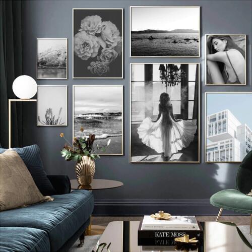 Wall Art Canvas Painting Sea Reef Hyacinth Peony Vogue Girl Retro Nordic Posters And Prints Wall Pictures For Living Room Decor