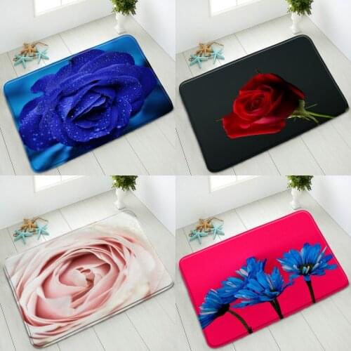 Color Flowers Plant Non-Slip Bath Mats Indoor Floor Mat Bedroom Kitchen Doormat Washable Foot Pads Absorbent Carpet Home Decor