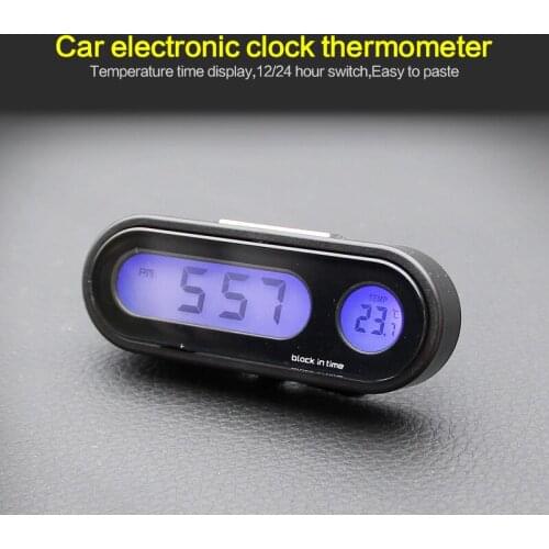 Car Thermometer Clock Mini Watch K02 Night Light Vehicle Electronic Thermometer LED Thermometer Schedule Auto Car Accessories