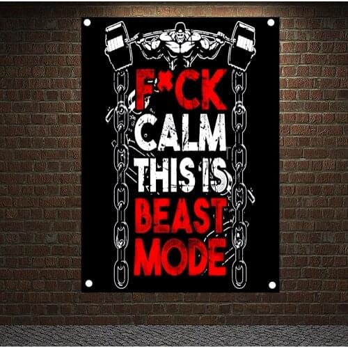 F..CK CALM THIS IS BEAST MODE Motivational Workout Posters Wall Chart Exercise Banners Flags Wall Art Tapestry Sticker Gym Decor