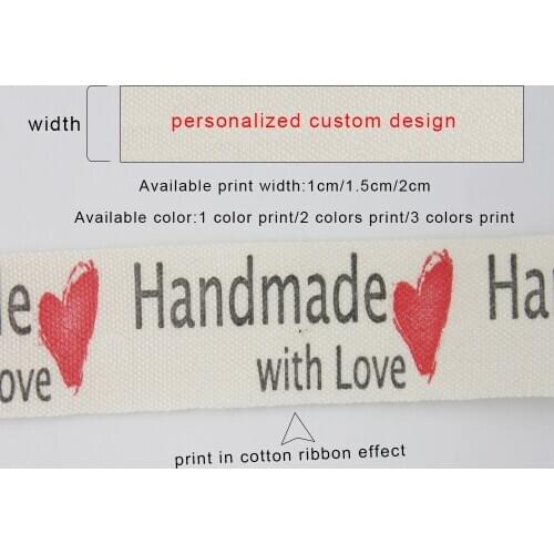 Customize personalized design customize LOGO printed cotton ribbon clothing Label ribbon DIY handmade materials tape 100 yards