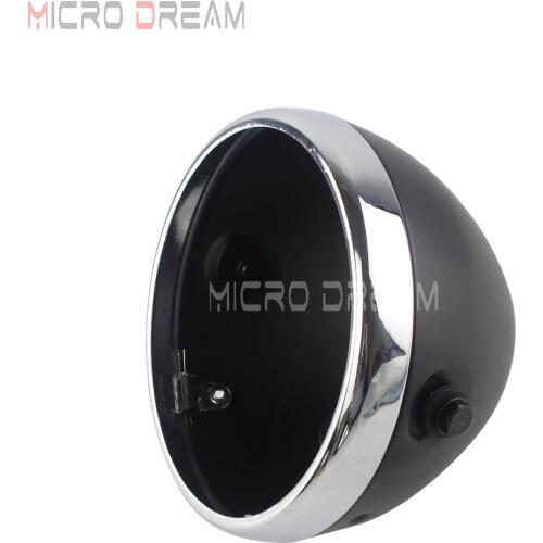 Motorcycle 7 inch LED Headlight Housing for Harley Cafe Racer Kawasaki Honda 7'' Headlamp Shell Bucket w/ Chrome Trim Ring
