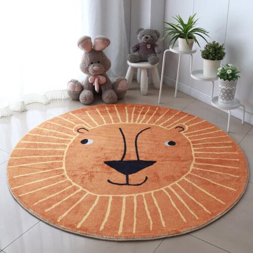 100/120cm Round Carpet Soft Lamb Wool Rug Cute Cartoon Pattern Anti-Slip Mats for Kid Play Pad Living Room Decoration Thicked