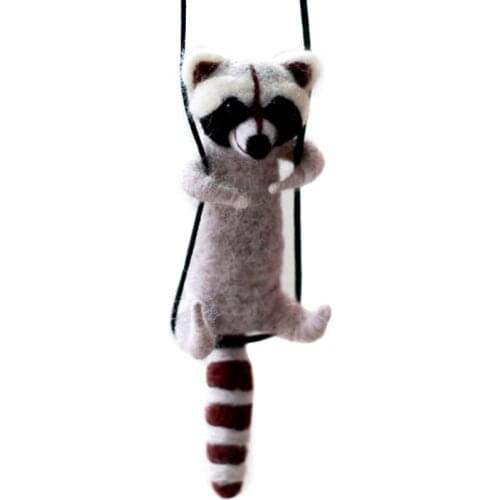 Swing Raccoon Needle Felting Kit for Beginner, Felting Starter Kit, Contains Enough Felting Wool and Tools, English Manual