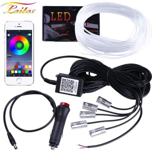 EL Neon Wire Strip Light RGB Multiple Modes App Sound Control Auto Interior Decorative Ambient Neon Lamp Car Atmosphere Lights