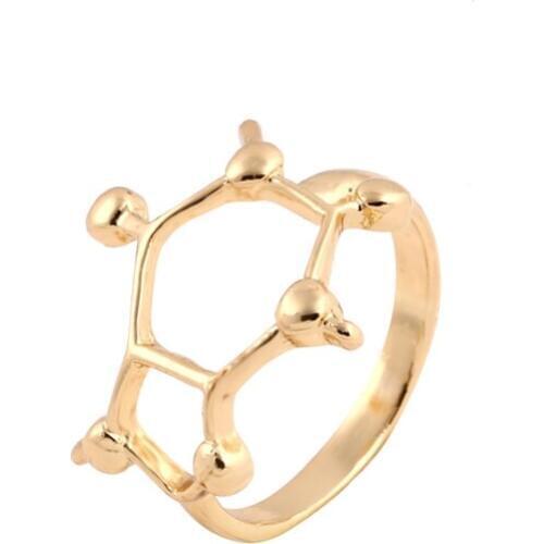 Wholesale 10pcs/lot Fashion Caffeine Molecule Ring Chemistry Science Jewelry Geeks Punk Style Rings Men Women Can Mix Color
