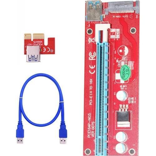 2-20 Pcs VER007S PCI-E Riser Card 007S PCI Express PCIE 1X 16X Adapter 60CM 100CM USB 3.0 Cable SATA Power for GPU Mining Miner