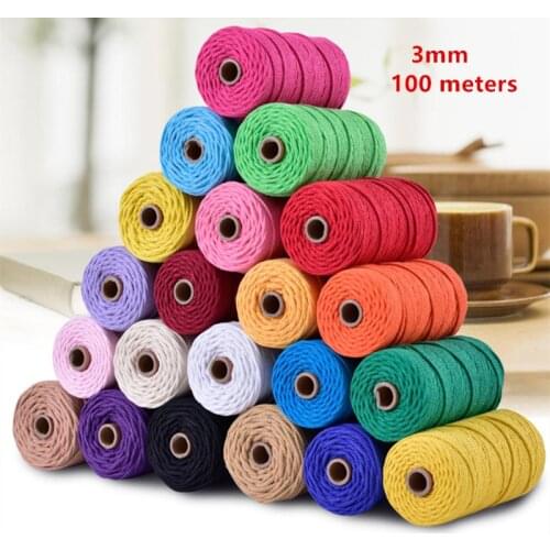 Flipped 100% Natural Macrame Cotton Cord 3mm Twine String Cord Colored Cotton Rope Craft Cord for DIY Knitting Home Wedding deco