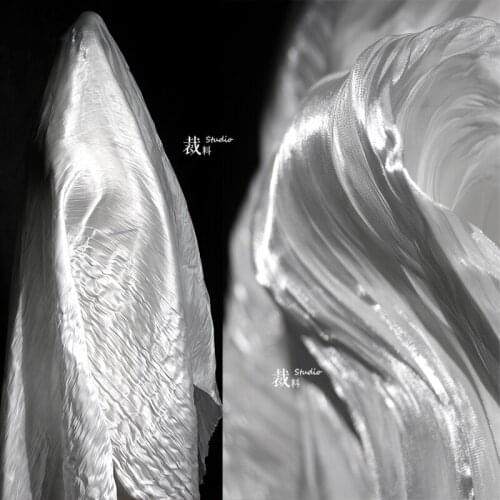 Pleated Water Light Fabric Fairy Pleated Texture Bright Shiny Silk Satin Crystal Silk Glossy Pleated Fabric