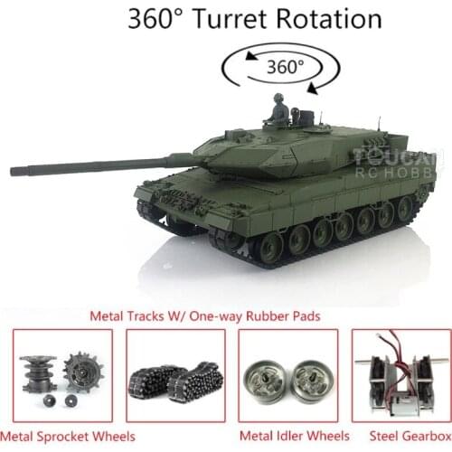 Heng Long 1/16 TK7.0 RC Remote Control Tank Panzer Leopard2A6 Car 3889 W/ 360° Turret IR Battle Airsoft Metal TracksTH19264-SMT4