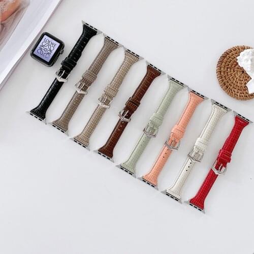 Newest Leather Strap for Apple Watch 44mm band 42mm 40mm 38mm Crocodile Pattern Bracelet for Iwatch serie 5 4 3 se 6 Watchband