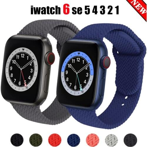Strap For Apple watch band 44mm 40mm 38mm 42mm Sport Braided veins Silicone smartwatch bracelet iWatch 3 4 5 se 6 series