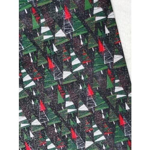 Christmas Green Tree X'mas Forest Glitter Shinning Silver Stamping Plain 100% Cotton Fabric DIY sewing Tissue Telas Patchwork