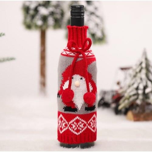 Christmas Knitted Wine Bottle Cover Handmade Christmas Wine Bottle Cover For Birthday Wedding Decoration