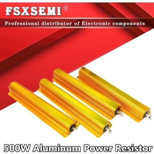 RX24 500W Aluminum Power Metal Shell Case Wirewound Resistor 0.1R ~500R 0.1 0.5 1 2 3 4 5 6 8 10 20 30 50 100 200 500 ohm