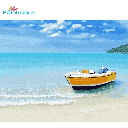 Paintmake Landscape DIY Paint By Numbers Sea Oil Hand Painted On Canvas Home Decoration Paintings Art Picture For Kids