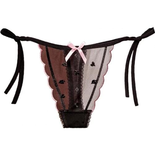 Sexy Lace Thong Ladies Panties Transparent Embroidery Mesh Panty Low Waist Ultra-thin Seamless Underwear Summer G-String Thongs