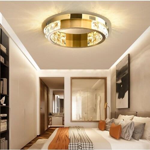 Modern Led Crystal Chandelier For Ceiling Living Dining Room Crystal Lamp Cricle Stainless Steel Lustre Lighting Fixture