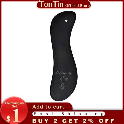 Tontin Traditional Black Bian Stone Needle Therapy S shape Face-lift Back detox Neck lymph Tool scrapping