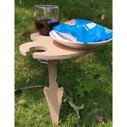 Outdoor Wine Table Mini Wood Heart-shaped Foldable Desktop Easy Carry Wine Rack Furniture Party Travel Picnic Folding Low Table