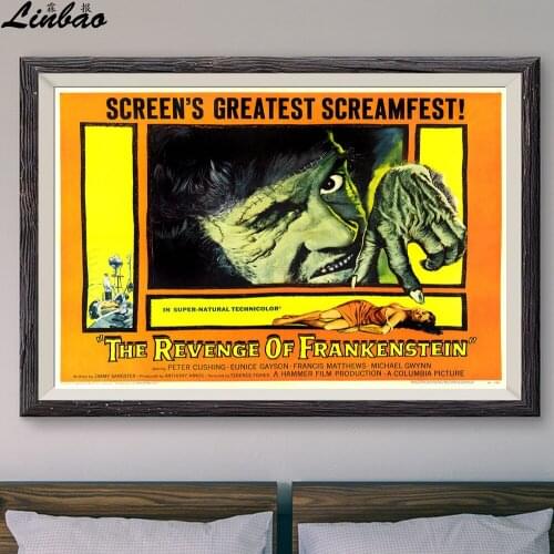 V256 1958 The Revenge of Frankenstein! Vintage Classic Movie Print Silk Poster Home Deco Wall Art Gift
