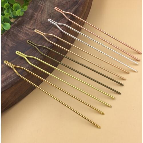 Mibrow 5pcs/lot 125*2mm Vintage Copper Bridal Hair Clips Rose Gold/Silver Color Hair Pins Haircllip for Hair Jewelry DIY Making