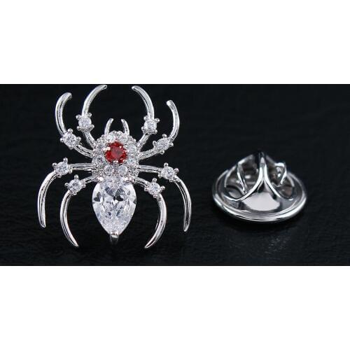 High-grade Men Spider Small Neckpin Crystal Brooches Zircon Animal Brooch Pin Clothing Scarf Buckle Hat Bag Women Accessories