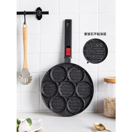 Egg Frying Pan Aluminum Pancake Pan with 7 Round Holes Mold Non-Stick Kitchen Breakfast Omelette Pan