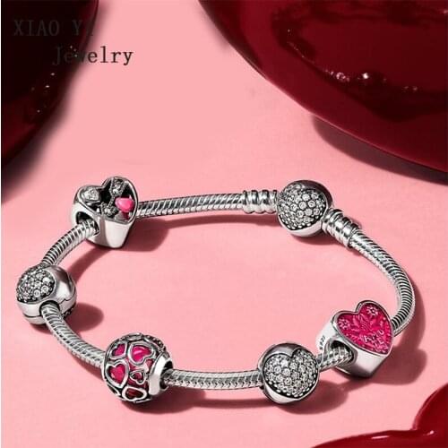 XIAOYI jewelry 100% s925 11 charming winter rose red beads gift classic valentines day heart-shaped Christmas