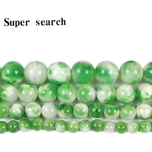Natural Stone Green-white Jades Chalcedony Beads Loose Spacer Beads For Jewelry Making DIY Bracelet woman Accessories6/8/10mm