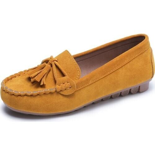 Womens Shoes Spring 2021 New Fringed Womens Tendon Soft Flat Shoes Fashionable and Comfortable Round Toe Casual Womens Shoes